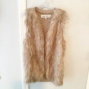 Sebby Collection Tan Faux Fur Vest Size S